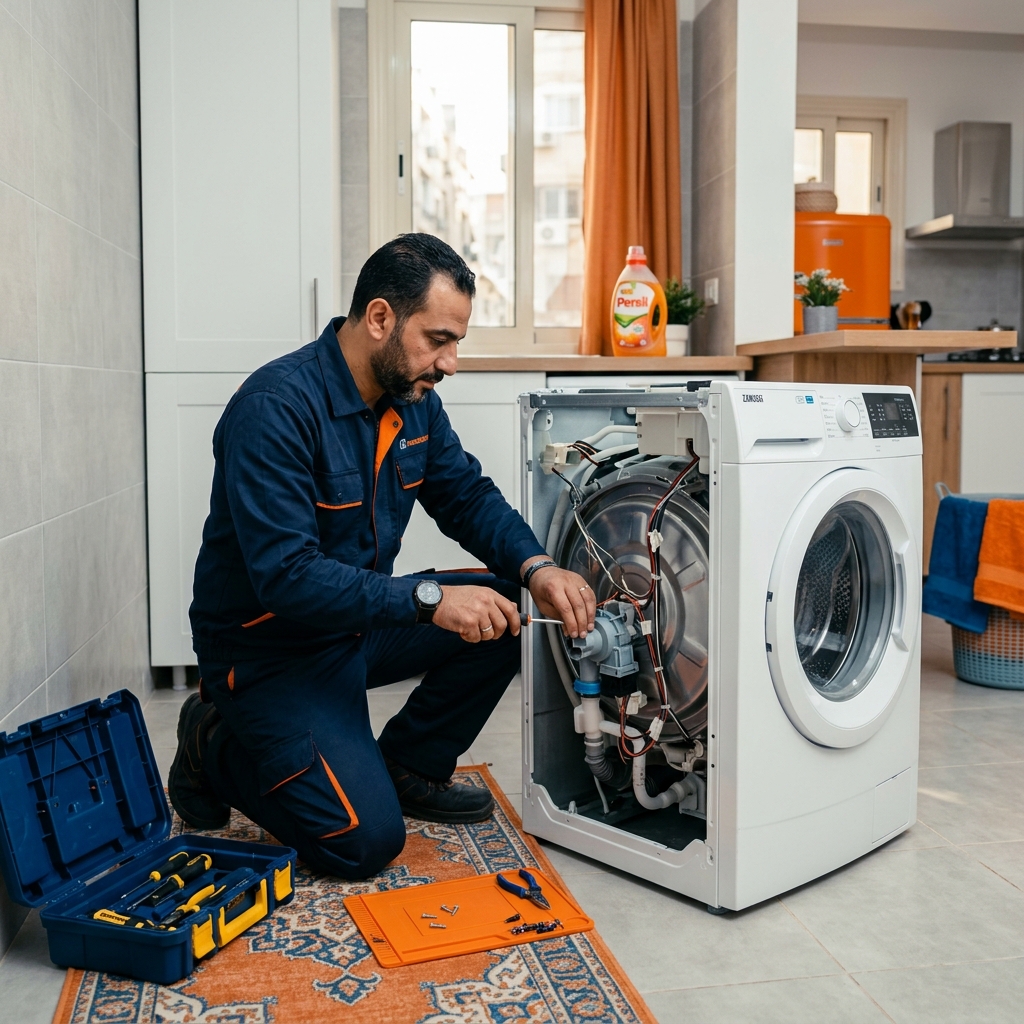 Technician checking high-end appliance